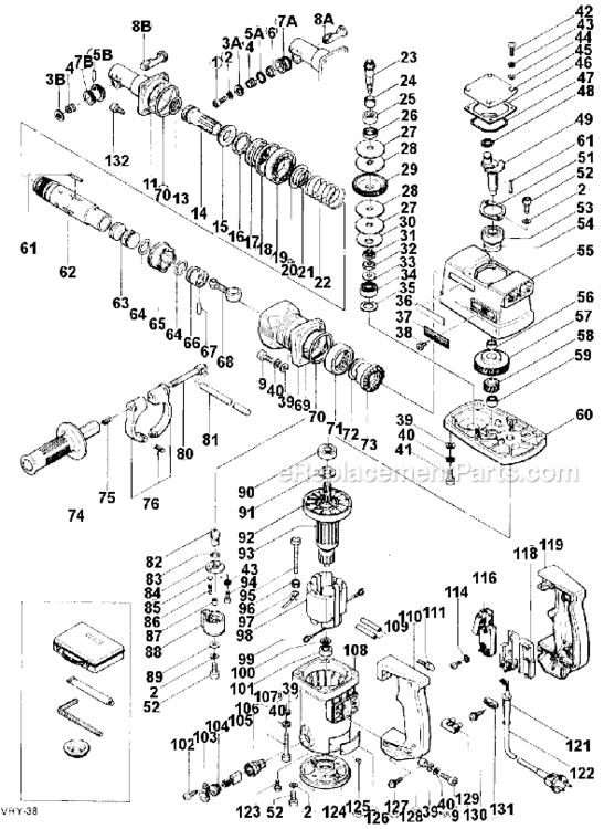 Page A Diagram and Parts List for VRY38  Hitachi Demolition Hammer
