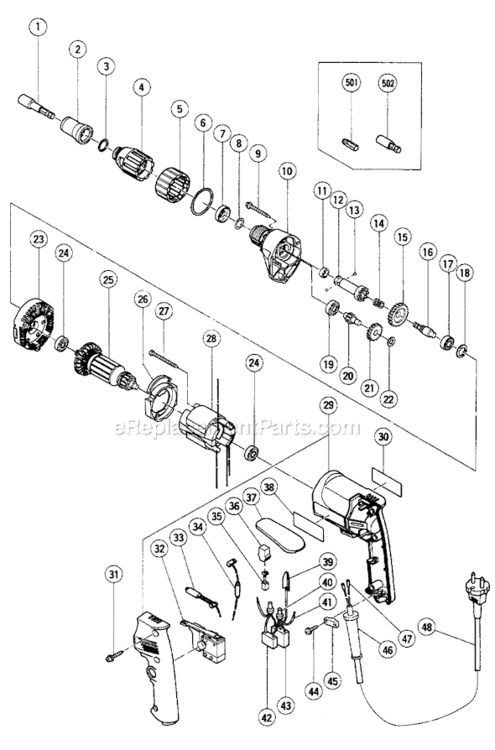 Page A Diagram and Parts List for W6VB2  Hitachi Electric Drill