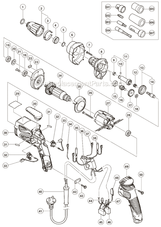 Page A Diagram and Parts List for W6VB3  Hitachi Electric Drill