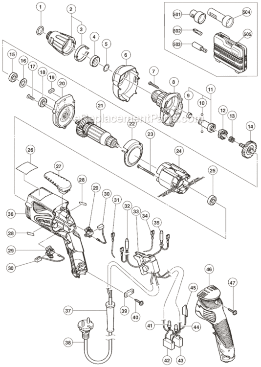 Page A Diagram and Parts List for W6VM  Hitachi Electric Drill