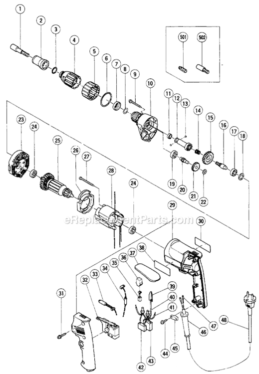 Page A Diagram and Parts List for W8VB  Hitachi Ratchet