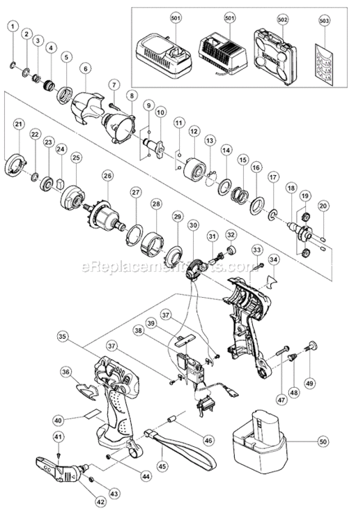 Page A Diagram and Parts List for WH12DM2  Hitachi Impact Driver
