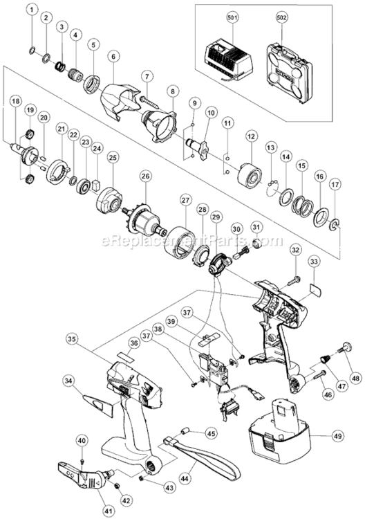 Page A Diagram and Parts List for WH14DMB  Hitachi Impact Driver