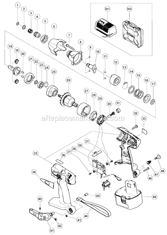 Page A Diagram and Parts List for WH14DM  Hitachi Impact Driver