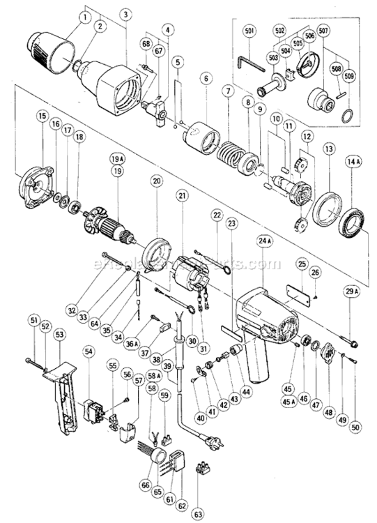 Page A Diagram and Parts List for WH16  Hitachi Impact Driver