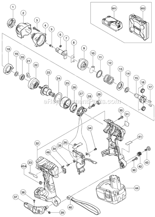 Page A Diagram and Parts List for WR18DL  Hitachi Impact Driver