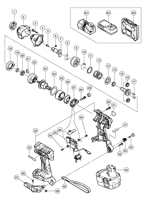 Page A Diagram and Parts List for WR18DM2  Hitachi Impact Driver