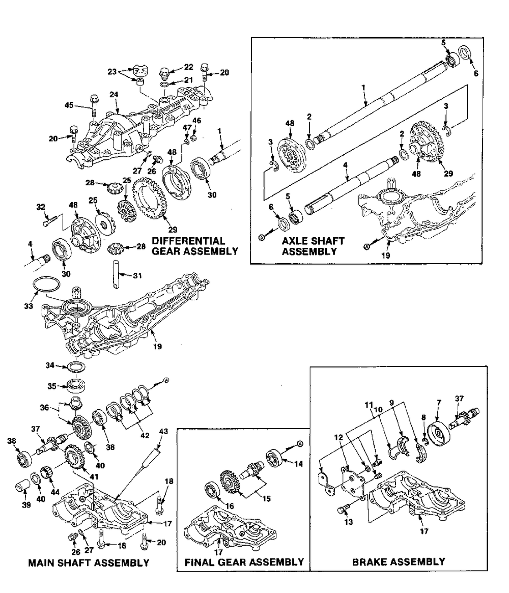 Transaxle Assemblies Diagram and Parts List for YT16 UT-33015 Homelite Lawn Tractor