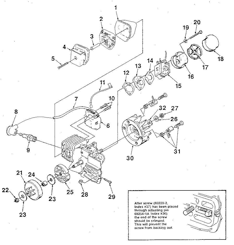 Figure 2 Diagram and Parts List for SUPER2-UT10653  Homelite Chainsaw