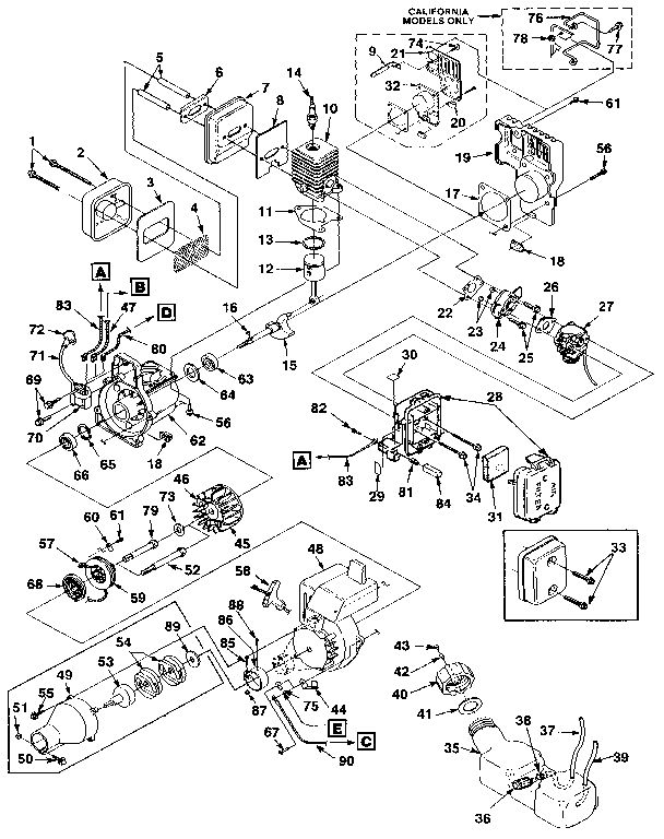 Diagram 1 Diagram and Parts List for 74112  Homelite Trimmer