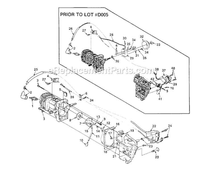 Page E Diagram and Parts List for 150W UT-10513-B Homelite Chainsaw
