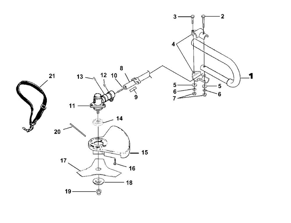 Brushcutter Attachment Diagram and Parts List for ST725 UT-15178 Homelite Trimmer