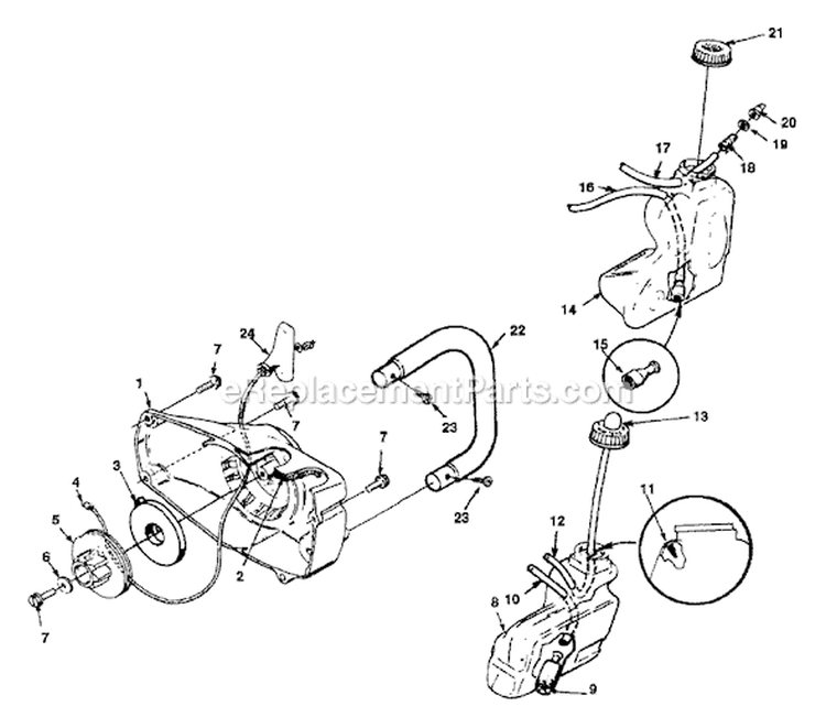 Page F Diagram and Parts List for 180 UT-10720-D Homelite Chainsaw