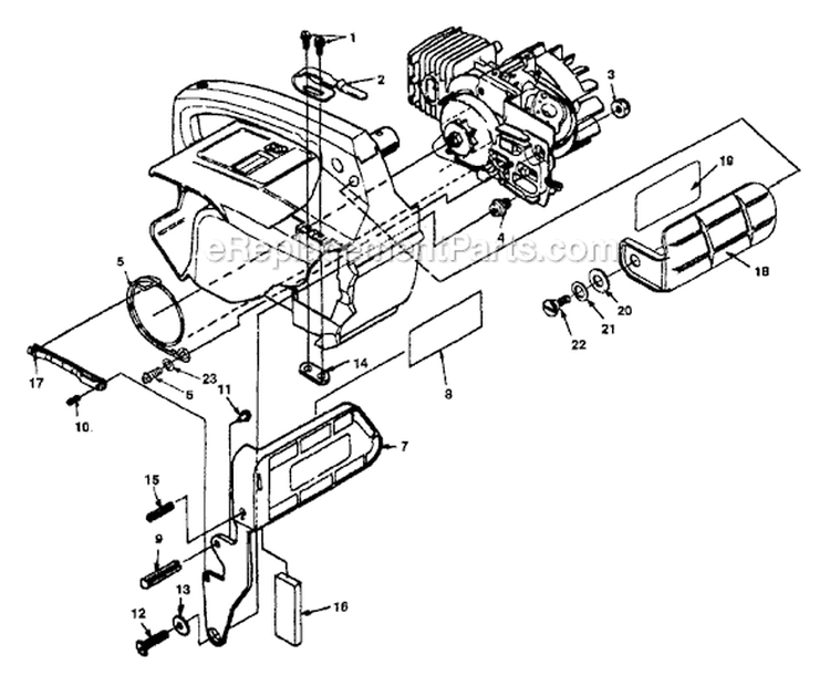 Page D Diagram and Parts List for 180 UT-10721-B Homelite Chainsaw