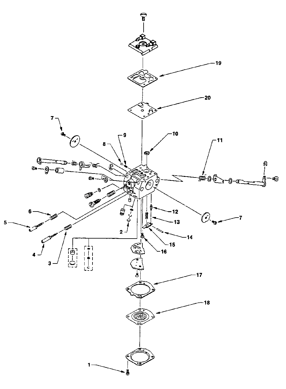 Carburetor Diagram and Parts List for 420 UT-35020 Homelite Snow Blower