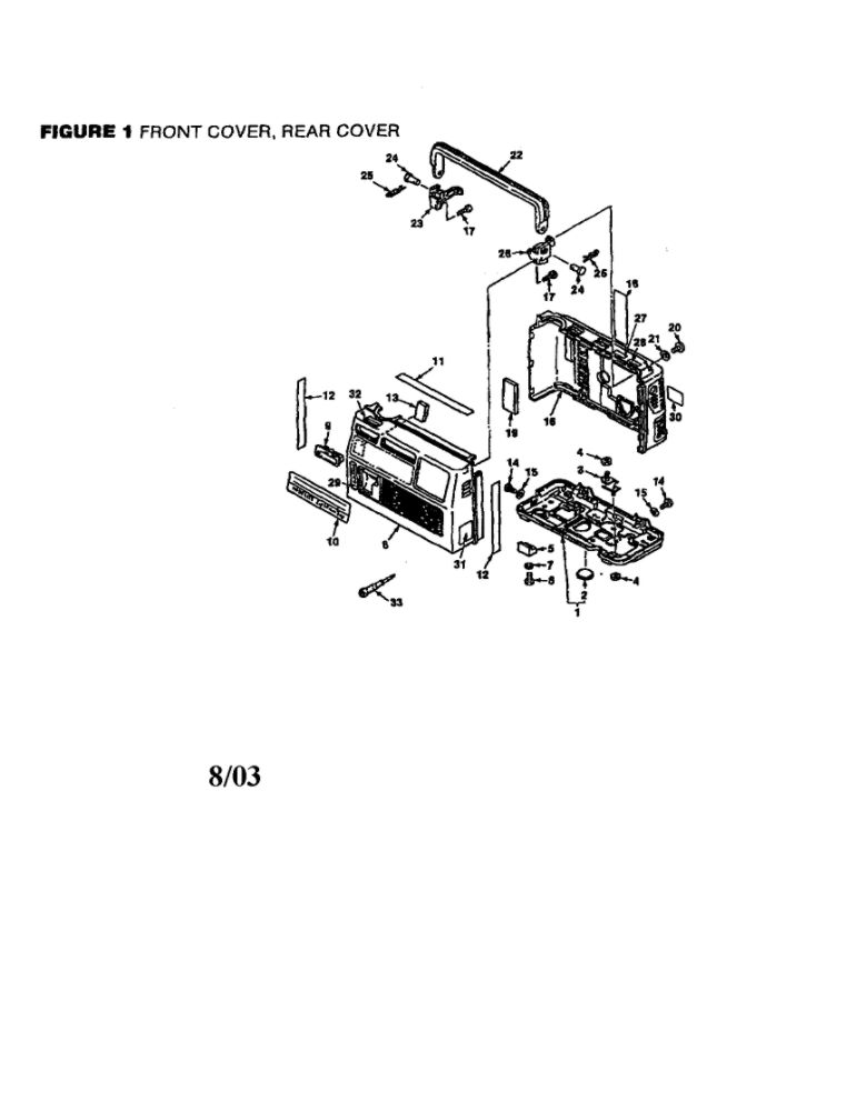 Front Cover And Rear Cover Diagram and Parts List for UT-04005  Homelite Generator