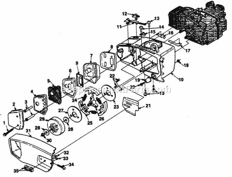 Page D Diagram and Parts List for 245 UT-10631 Homelite Chainsaw