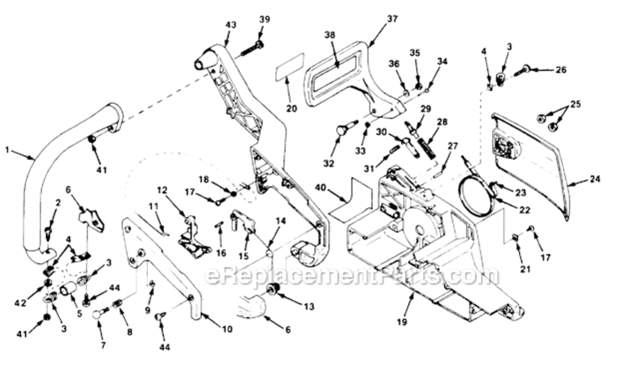 Handle_And_Chain_Brake Diagram and Parts List for 250  Homelite Chainsaw