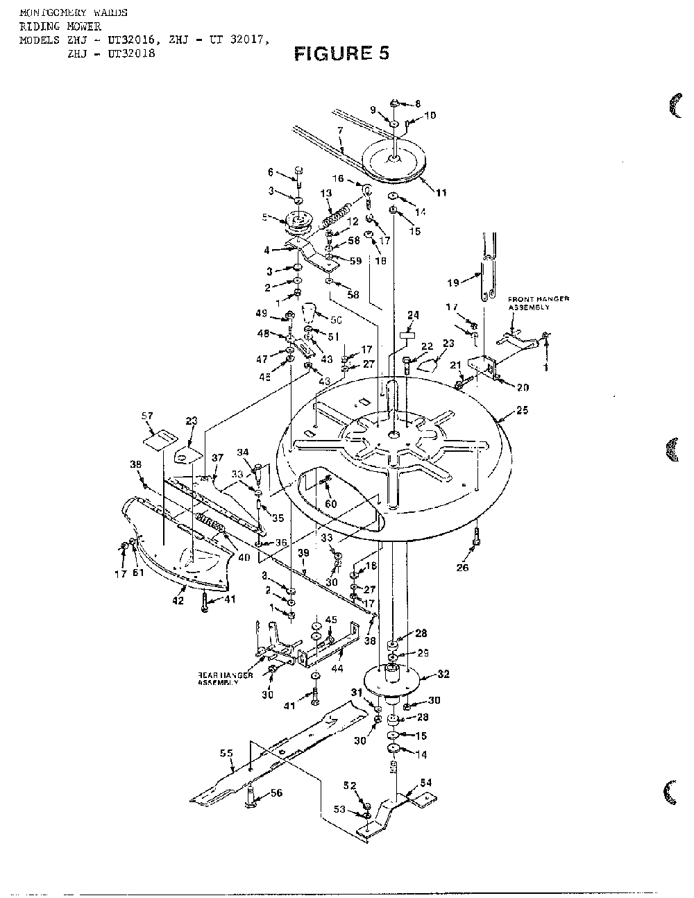 Riding-figure 5 Diagram and Parts List for 34551  Homelite Lawn Mower