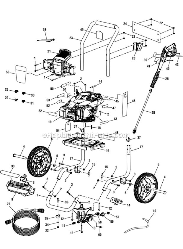 Page A Diagram and Parts List for PS80944  Homelite Pressure Washer