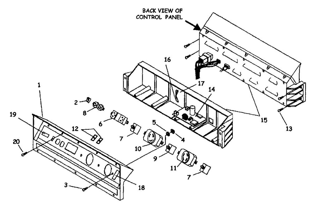 Control Panel Diagram and Parts List for LRXE4500 UT-03821 Homelite Generator