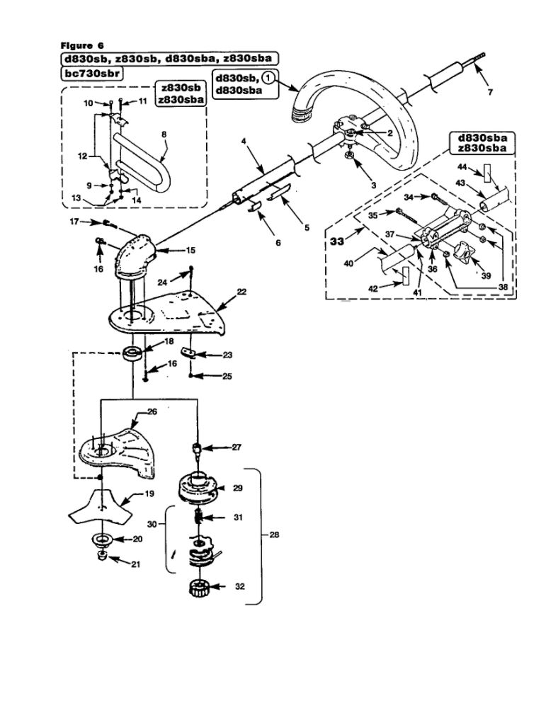Gear Head Diagram and Parts List for UT20635-R  Homelite Trimmer