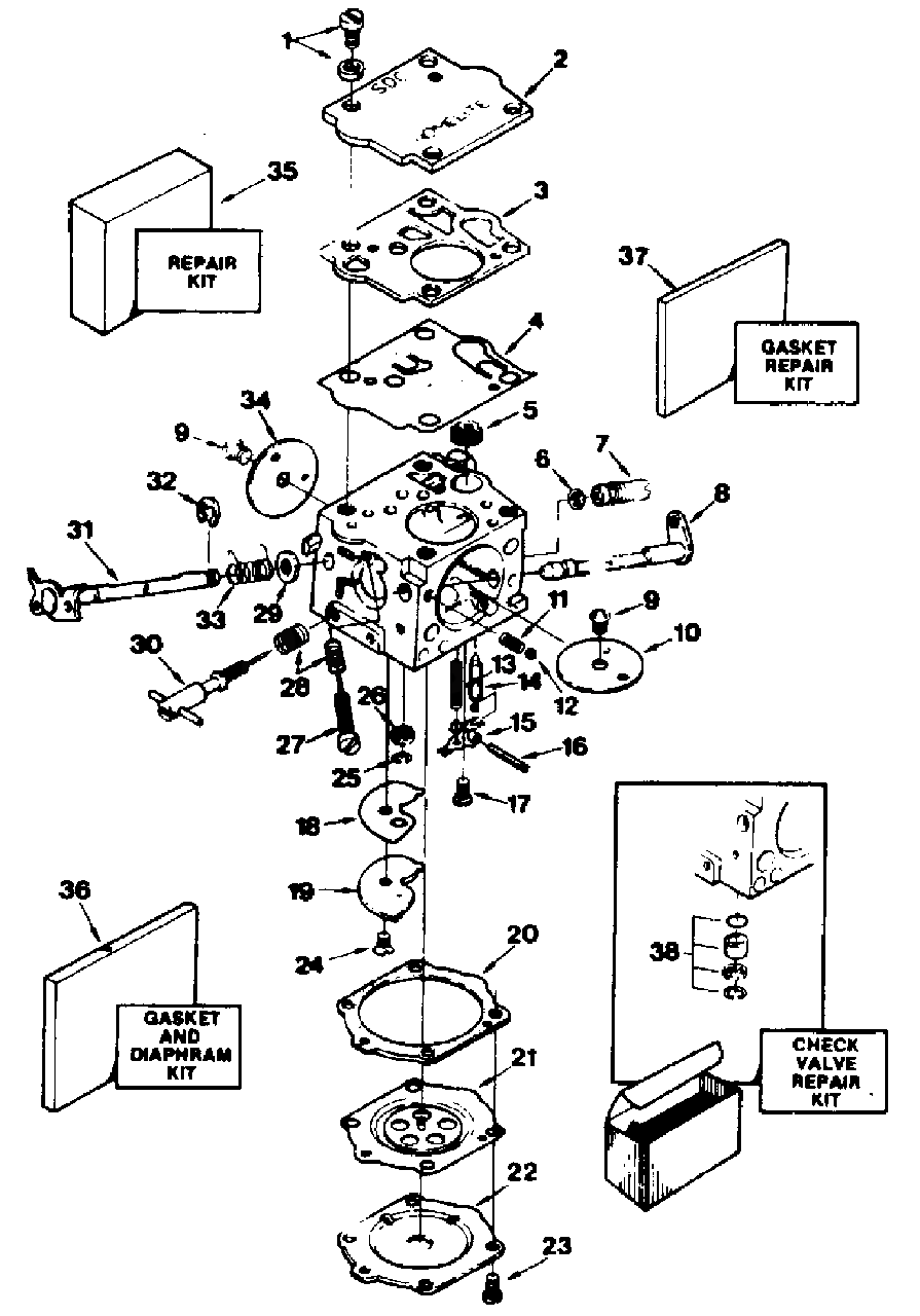 Sdc-60 Sdc-74 Carburetor Diagram and Parts List for SUPER1050 UT-10502 Homelite Chainsaw