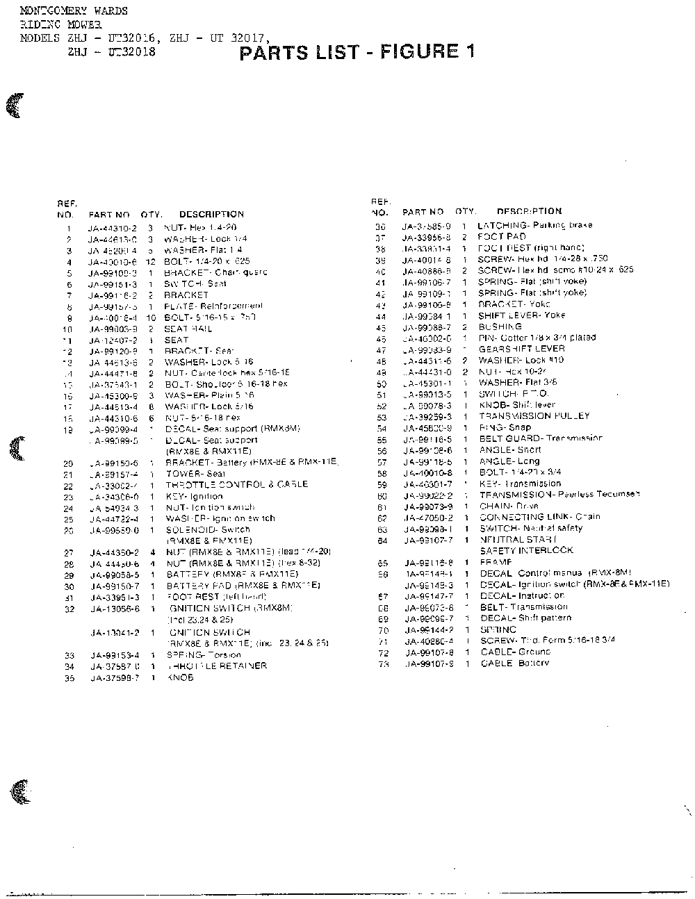 Riding-figure 1 page 2 Diagram and Parts List for 34551  Homelite Lawn Mower