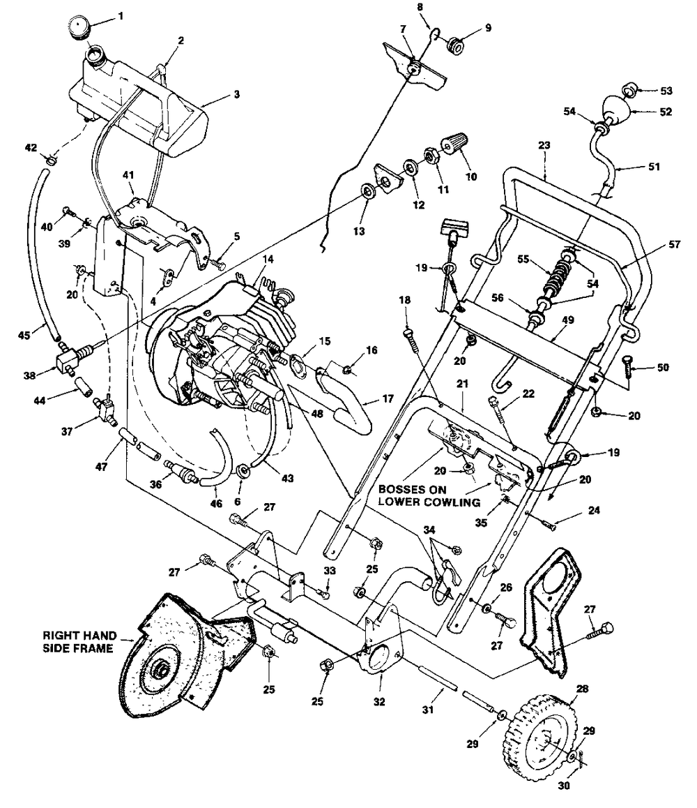 Handles And Tank Diagram and Parts List for 420 UT-35020 Homelite Snow Blower