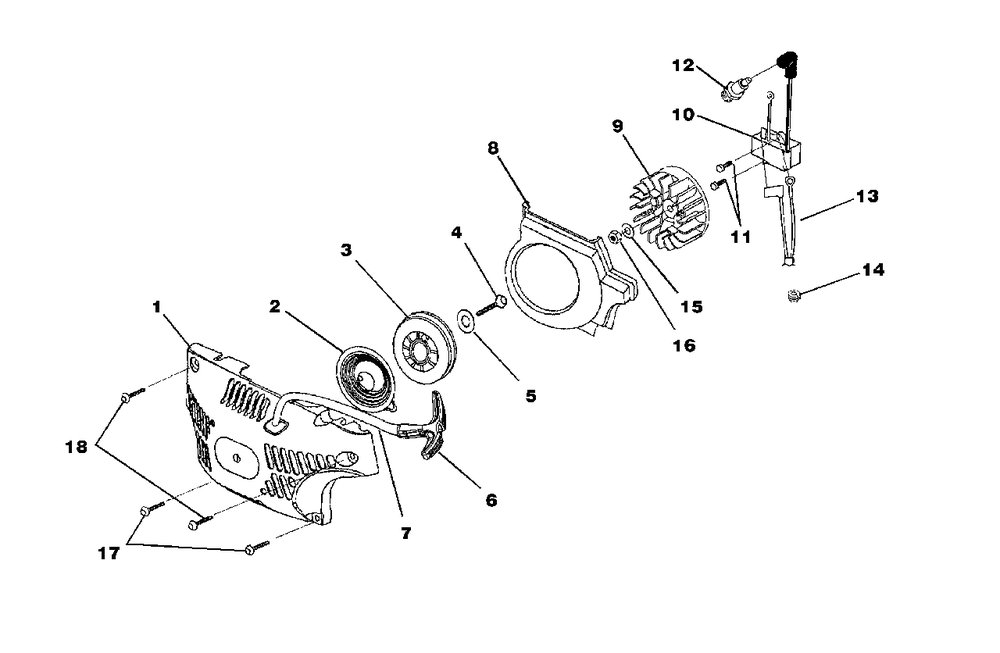 Starter - Ignition Diagram and Parts List for 20AV UT-10771-A Homelite Chainsaw