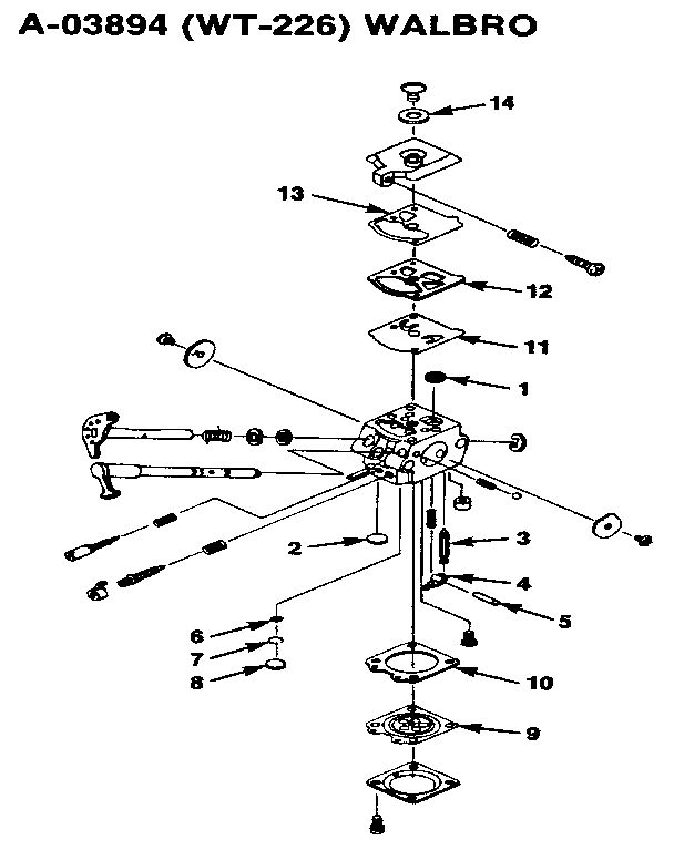Carburetor-Walbro Diagram and Parts List for HBC-38  Homelite Trimmer