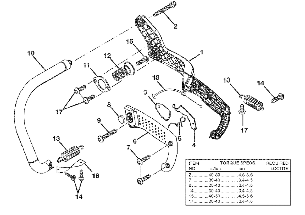 Handles Diagram and Parts List for 540 UT-10550 Homelite Chainsaw