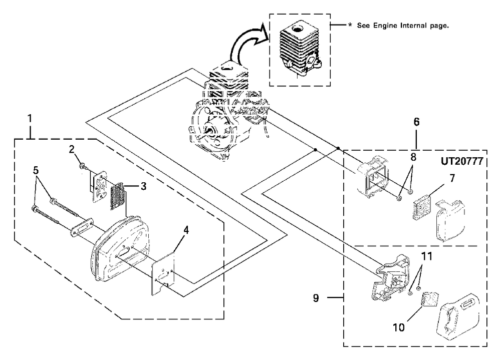 Muffler - Air Cleaner Diagram and Parts List for ST525 UT-15177 Homelite Trimmer