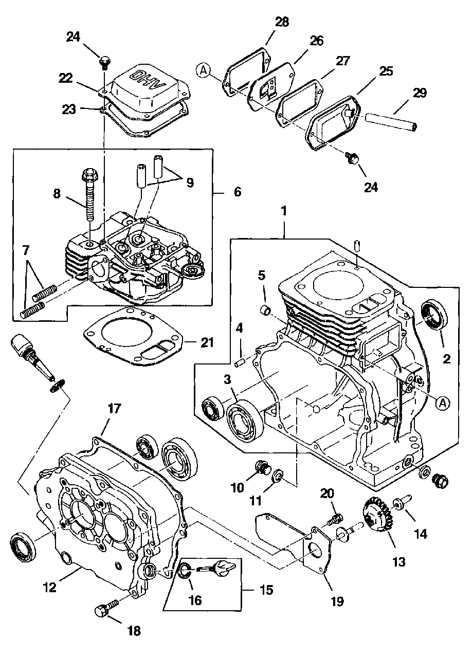 Crankcase Diagram and Parts List for LRXE4500 UT-03821 Homelite Generator