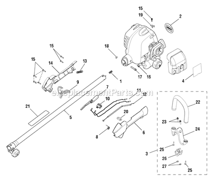 Page D Diagram and Parts List for 51950A SN 250000001-Up Homelite Trimmer