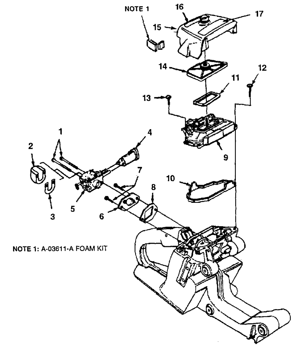 Carburetor - Air Cleaner Diagram and Parts List for 8800HG UT-10810 Homelite Chainsaw