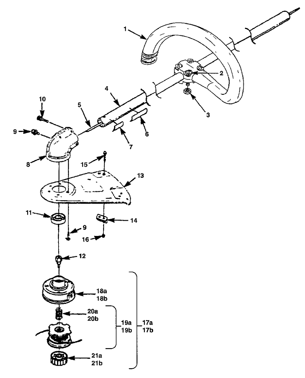 Head, Boom And Handles (Rev. A) Diagram and Parts List for ST730SDR UT-20637-R Homelite Trimmer