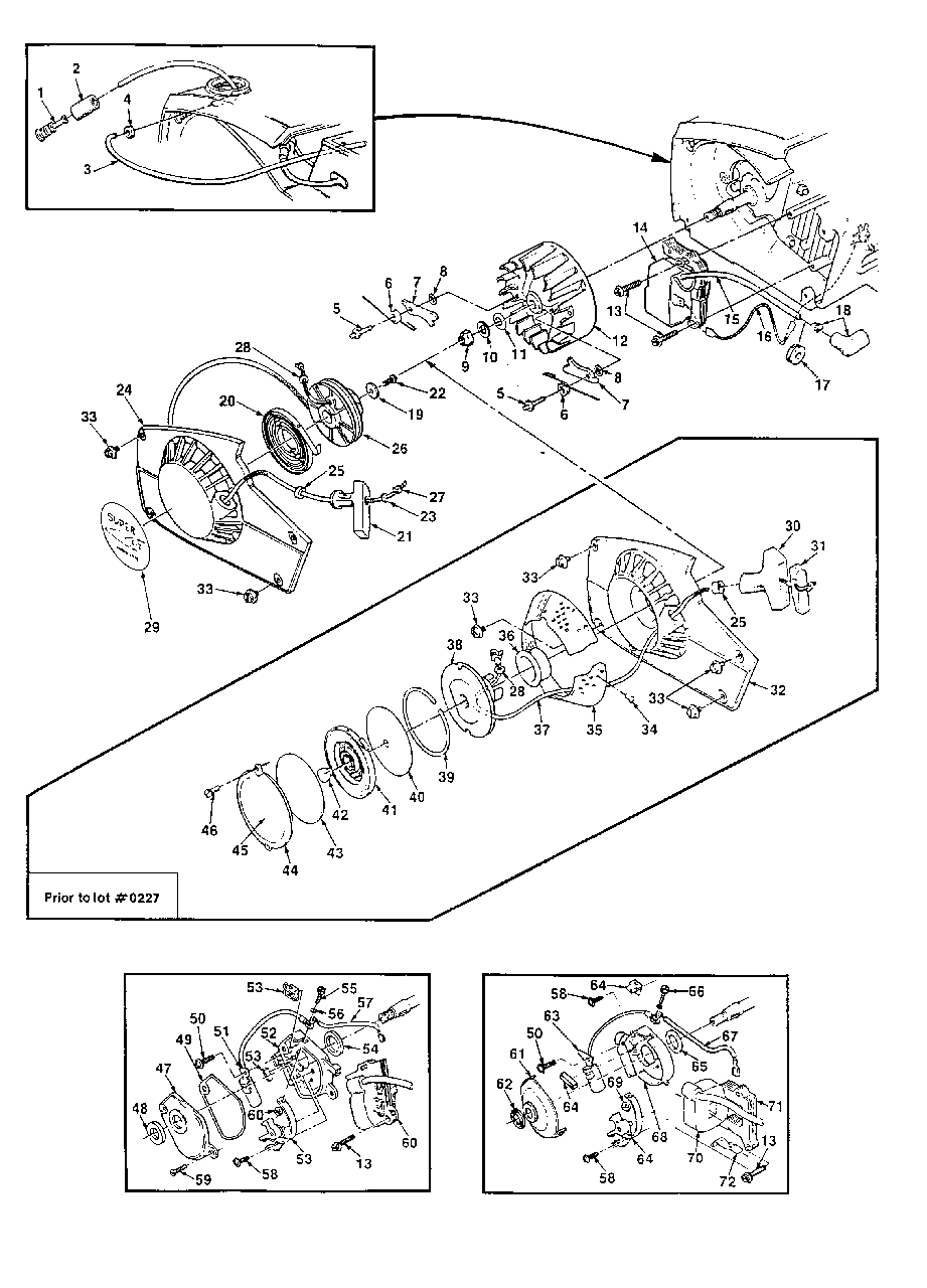 Starter And Ignition Diagram and Parts List for SUPEREZAO UT-10537-A Homelite Chainsaw