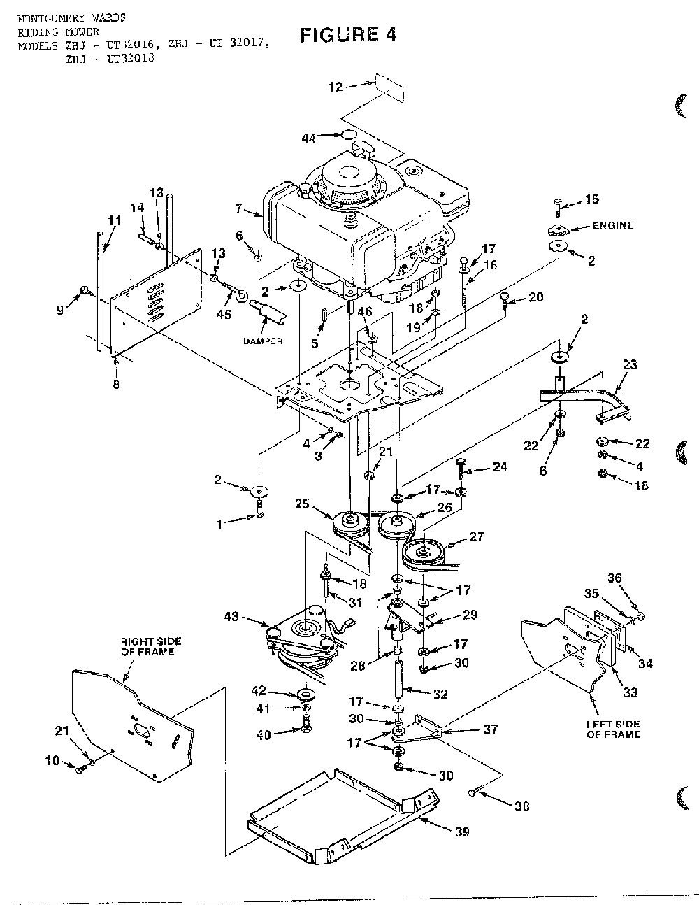 Riding-figure 4 Diagram and Parts List for 34551  Homelite Lawn Mower