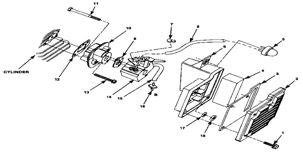 Carburetor Diagram and Parts List for HBC-38  Homelite Trimmer