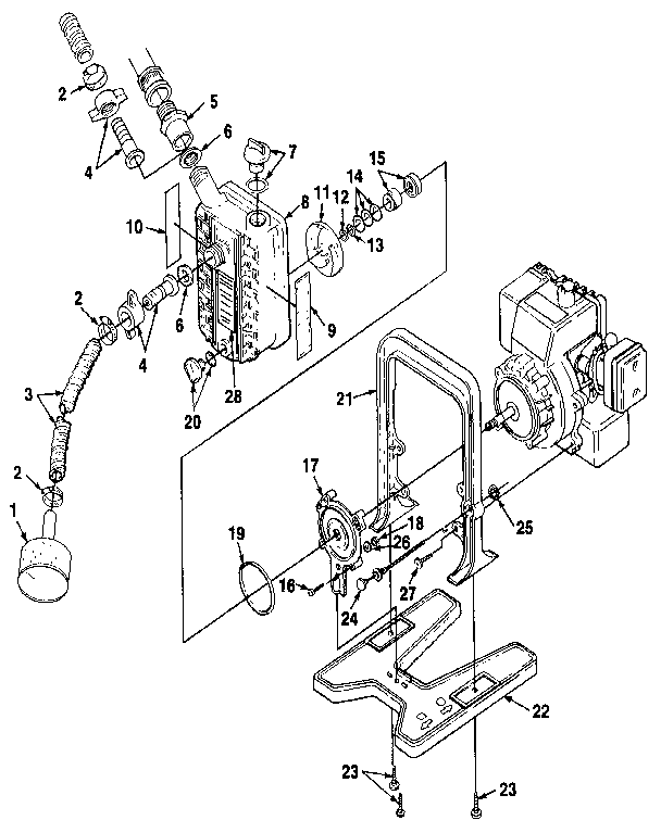 Pump body Diagram and Parts List for UT-01706  Homelite Cultivator