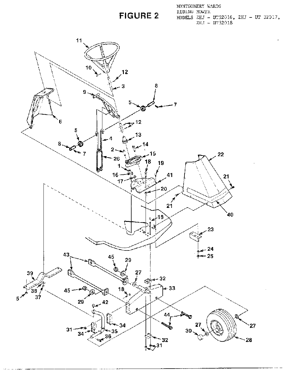 Riding-figure 2 Diagram and Parts List for 34551  Homelite Lawn Mower