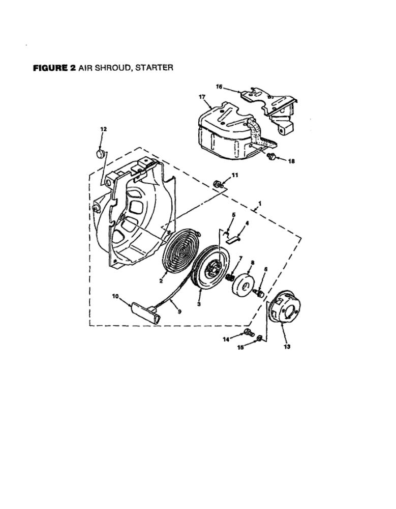 Air Shroud And Starter Diagram and Parts List for UT-04005  Homelite Generator