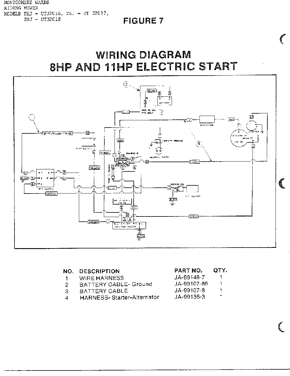 Wiring-8hp/11hp electric Diagram and Parts List for 34551  Homelite Lawn Mower