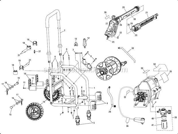 Page A Diagram and Parts List for PS80720  Homelite Pressure Washer