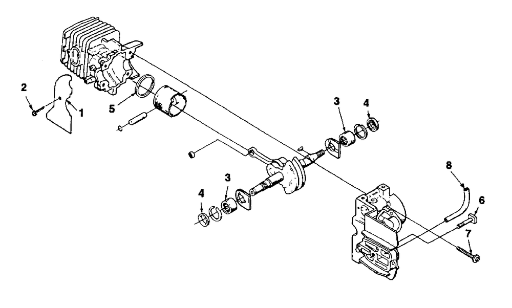 Engine Internals Diagram and Parts List for CS3012 UT-10738-R Homelite Chainsaw
