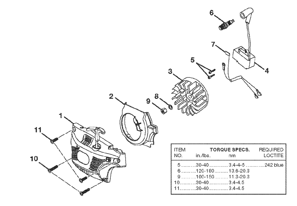Starter - Ignition Diagram and Parts List for 540 UT-10550 Homelite Chainsaw