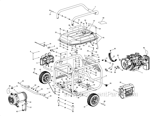 Page A Diagram and Parts List for PS906025  Homelite Generator