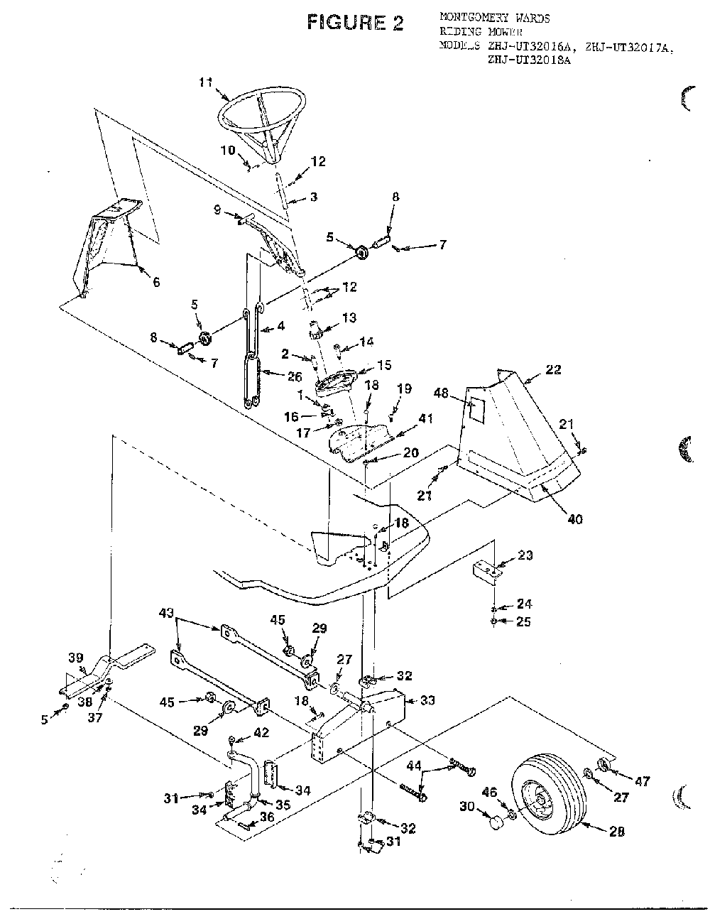 Riding-figure 2 Diagram and Parts List for UT32017A  Homelite Lawn Mower