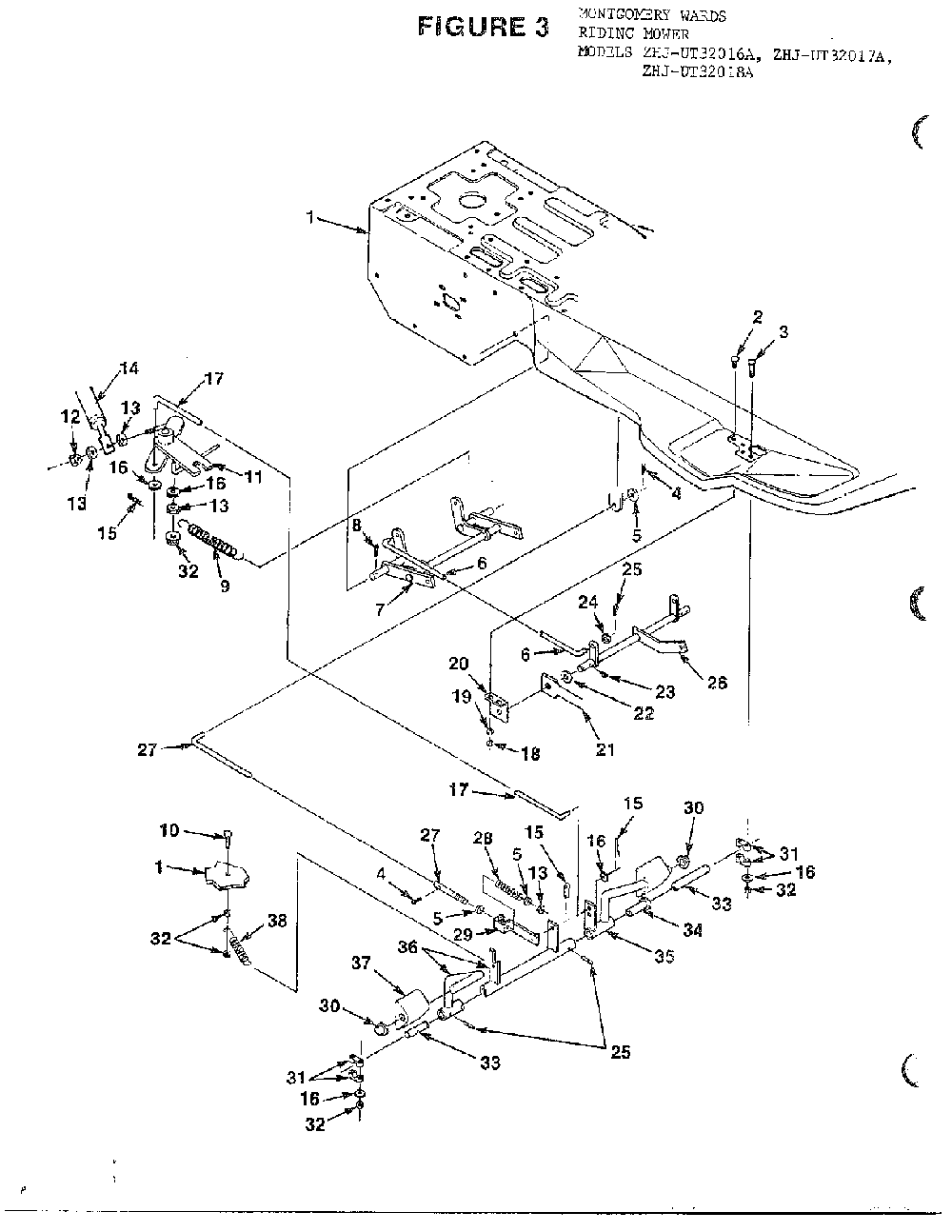 Riding-figure 3 Diagram and Parts List for UT32017A  Homelite Lawn Mower